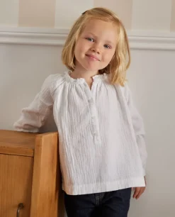 Acanthe Blouse gaze de coton Blanc Discount