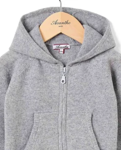 Acanthe Cardigan capuche naissance laine-cachemire Gris Hot