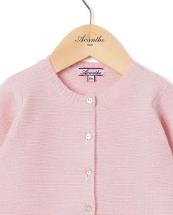 Acanthe Cardigan col rond naissance laine-cachemire rose pâle Rosepâle Best Sale