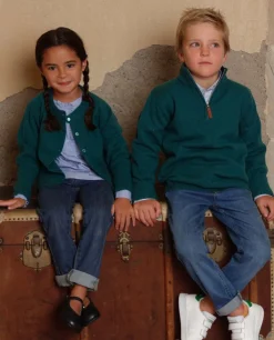 Acanthe Cardigan col rond 100% lambswool Vert Best