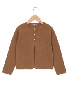 Acanthe Cardigan finition crochet 100% lambswool camel Outlet