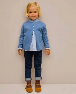 Acanthe Cardigan finition crochet 100% lambswool Bleu Online