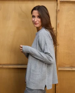 Acanthe Cardigan loose 100% lambswool Gris Outlet