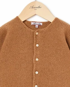 Acanthe Cardigan point mousse 100% lambswool camel Outlet