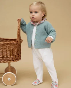 Acanthe Cardigan point mousse vert d'eau 100% lambswool vertd'eau Store