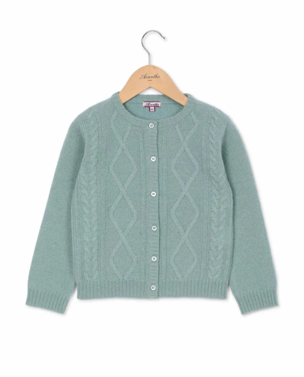 Acanthe Cardigan torsade vert d'eau 100% lambswool vertd'eau Clearance