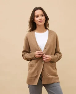 Acanthe Cardigan V 100% cachemire Camel Cheap