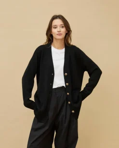 Acanthe Cardigan V 100% cachemire Noir Discount