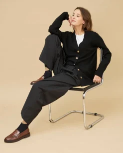 Acanthe Cardigan V 100% cachemire Noir Discount