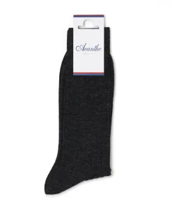 Acanthe chaussettes merinos côtes plates Anthracite Outlet