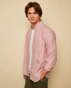 Acanthe Chemise regular col boutonné oxford rayé rouge OxfordrayérougeN9 Sale