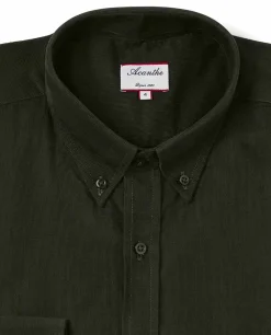 Acanthe Chemise velours col boutonné Kaki Sale