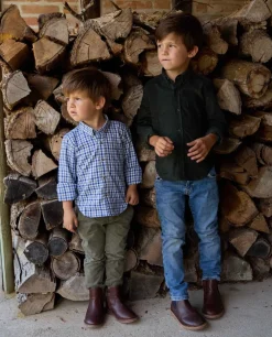 Acanthe Chemise velours manches longues Kaki Best Sale