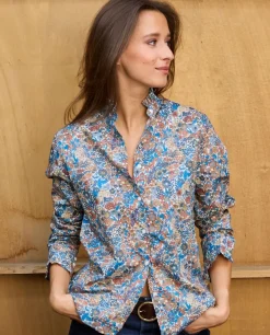 Acanthe Chemisier col et poignets à volants en tissu Liberty Margaret Annie LibertyMargaretAnnie Flash Sale
