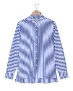 Acanthe Chemisier col et poignets à volants large rayure bleue largerayureblanc/bleu Discount