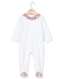 Acanthe Dors bien blanc col volanté en tissu Liberty Felicite blanc/LibertyFelicite Cheap