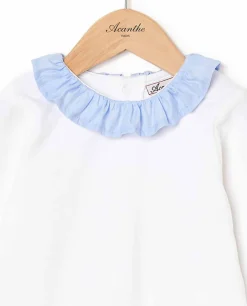 Acanthe Dors-bien blanc col volanté fil à fil ciel blanc/filàfilciel Best