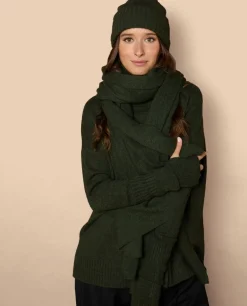 Acanthe Echarpe longue 100% cachemire Kaki Cheap