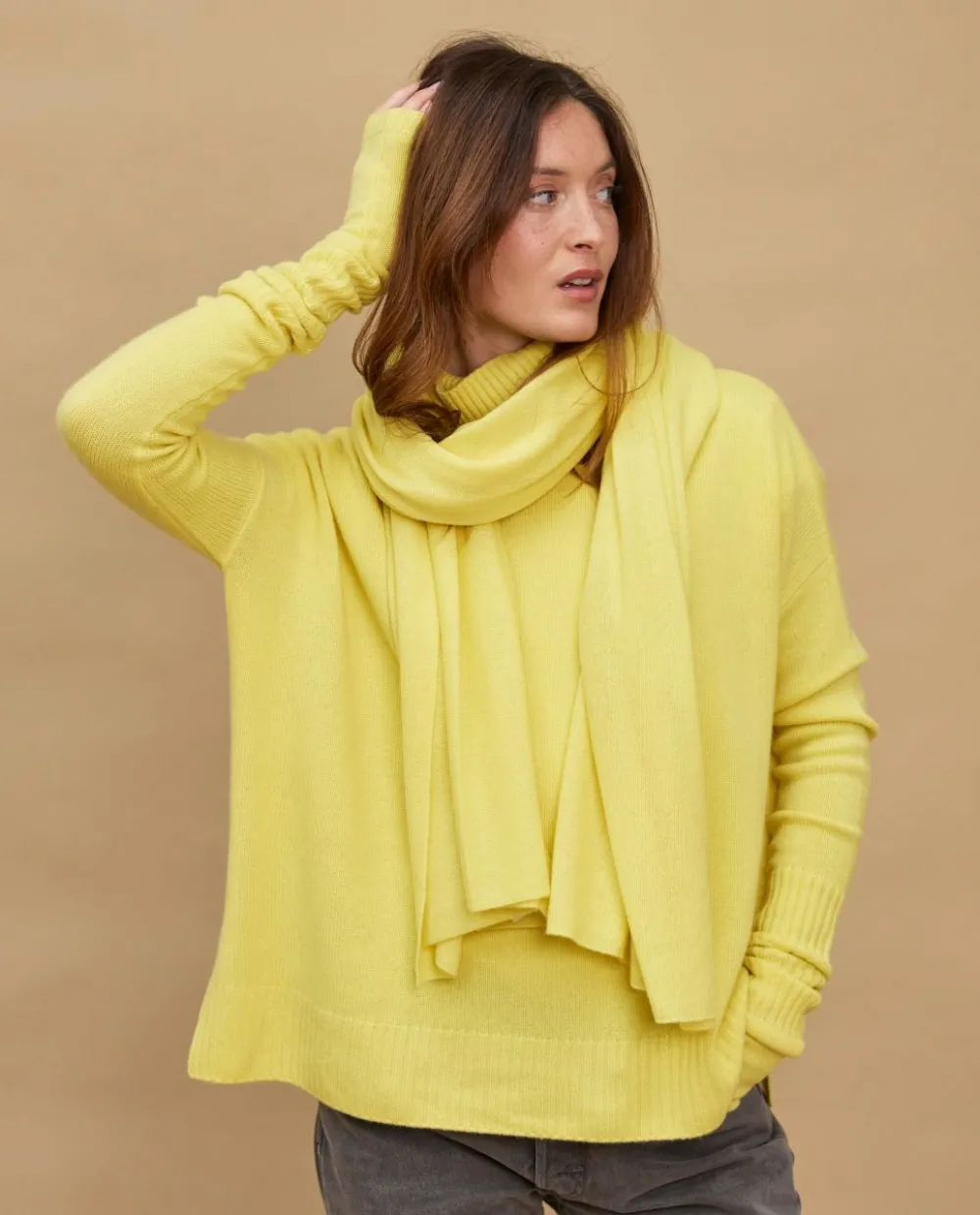 Acanthe Mitaines 100% cachemire Jaune Sale