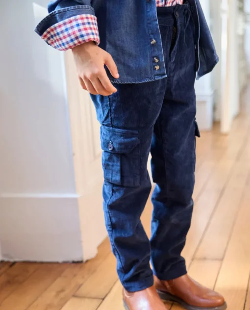 Acanthe Pantalon cargo velours Marine Cheap