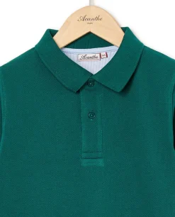 Acanthe Polo piqué manches longues Vert Fashion