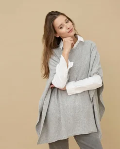 Acanthe Poncho col rond gris clair 100% cachemire Grisclair Best Sale
