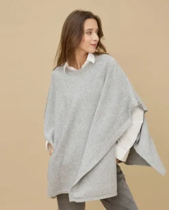 Acanthe Poncho col rond gris clair 100% cachemire Grisclair Best Sale