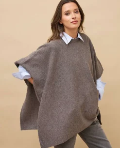 Acanthe Poncho col rond 100% cachemire Taupe Best Sale