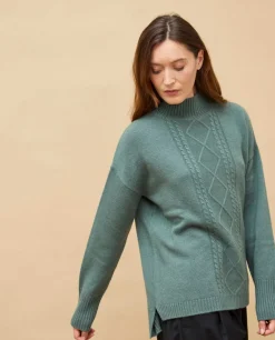 Acanthe Pull col montant torsade vert mousse 100% cachemire vertmousse Cheap