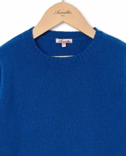 Acanthe Pull col rond 100% lambswool Bleu Shop
