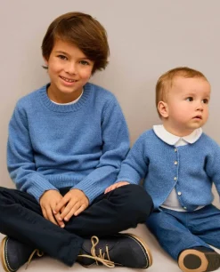 Acanthe Pull col rond 100% lambswool Bleu Best Sale