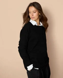 Acanthe Pull col rond mérinos-cachemire Noir Hot