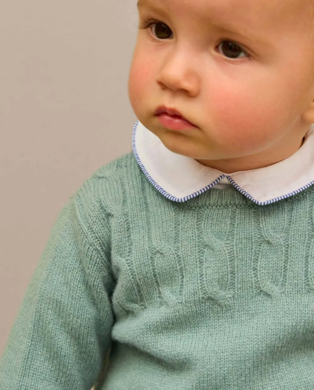 Acanthe Pull col rond torsade vert d'eau 100% lambswool vertd'eau Shop