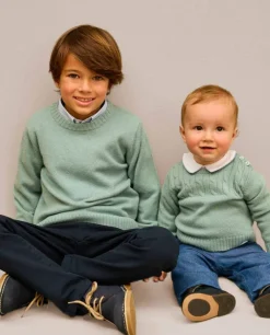 Acanthe Pull col rond vert d'eau 100% lambswool vertd'eau Sale