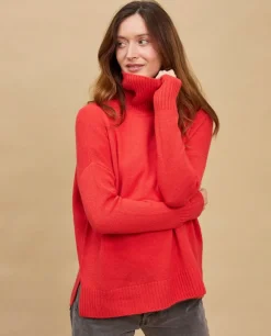 Acanthe Pull col roulé ample 100% cachemire Orange Best Sale