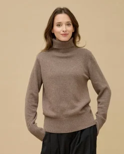 Acanthe Pull col roulé laine-cachemire Marron Discount