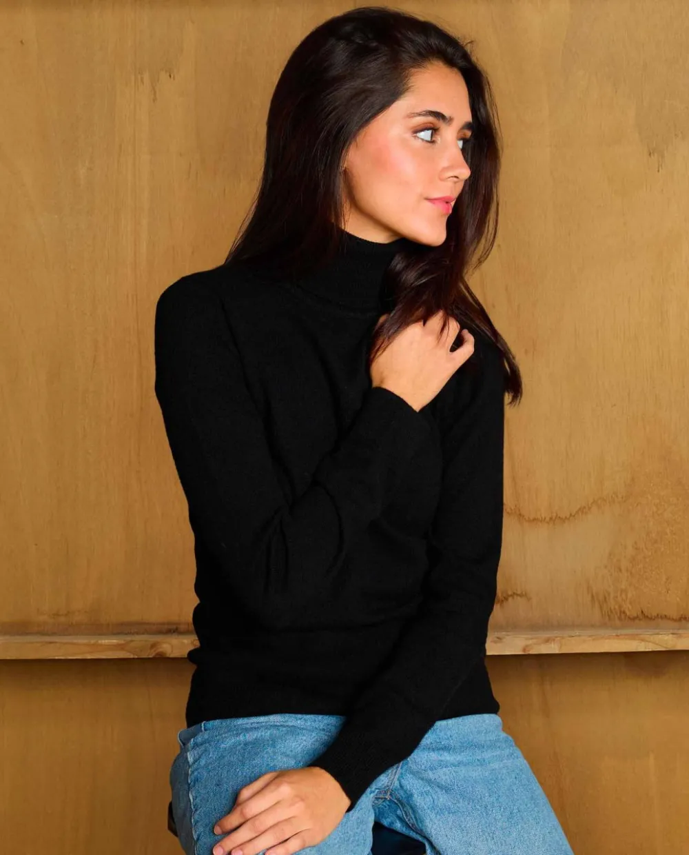 Acanthe Pull col roulé 100% cachemire Noir Online