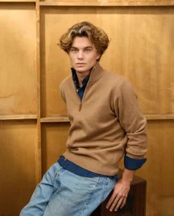 Acanthe Pull col zippé 100% lambswool camel Shop