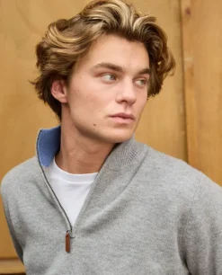 Acanthe Pull col zippé 100% lambswool Gris Cheap