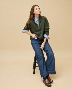 Acanthe Pull col zippé loose 100% cachemire Kaki Hot