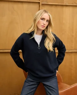 Acanthe Pull col zippé loose 100% lambswool Marine Online