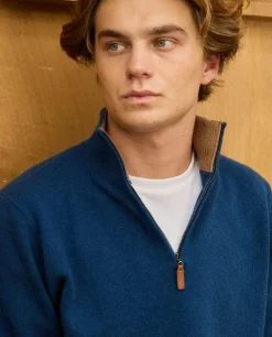 Acanthe Pull col zippé marine clair 100% lambswool marineclair Store