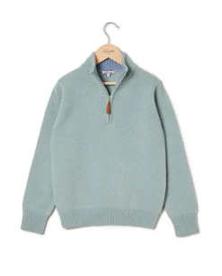 Acanthe Pull col zippé vert d'eau 100% lambswool vertd'eau Best Sale