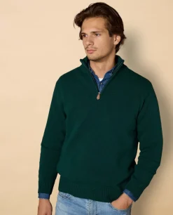 Acanthe Pull col zippé vert foncé mérinos-cachemire vertfoncé Online