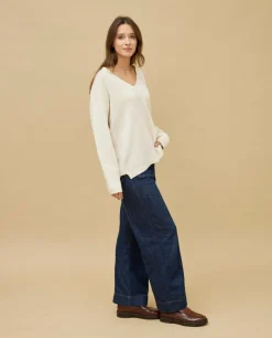 Acanthe Pull loose V croisé écru100% cachemire Ecru Fashion