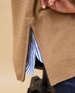 Acanthe Pull zips côtés 100% cachemire Camel New