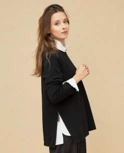 Acanthe Pull zips côtés 100% cachemire Noir Cheap