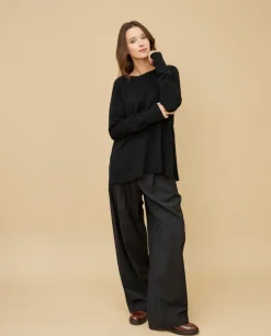 Acanthe Pull zips côtés 100% cachemire Noir Cheap