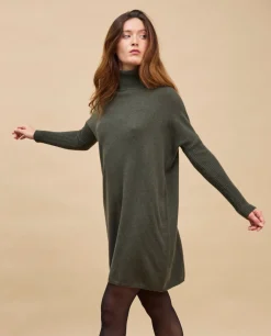 Acanthe Robe col roulé 100% cachemire Kaki Cheap