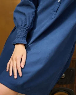 Acanthe Robe évasée velours Indigo Discount